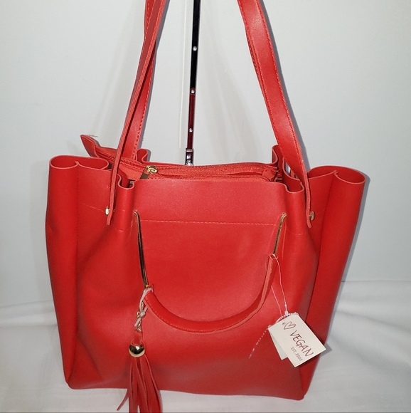 VEGAN NWT RARE DUAL STRAP STYLE SHOULDER BAG - Picture 4 of 16